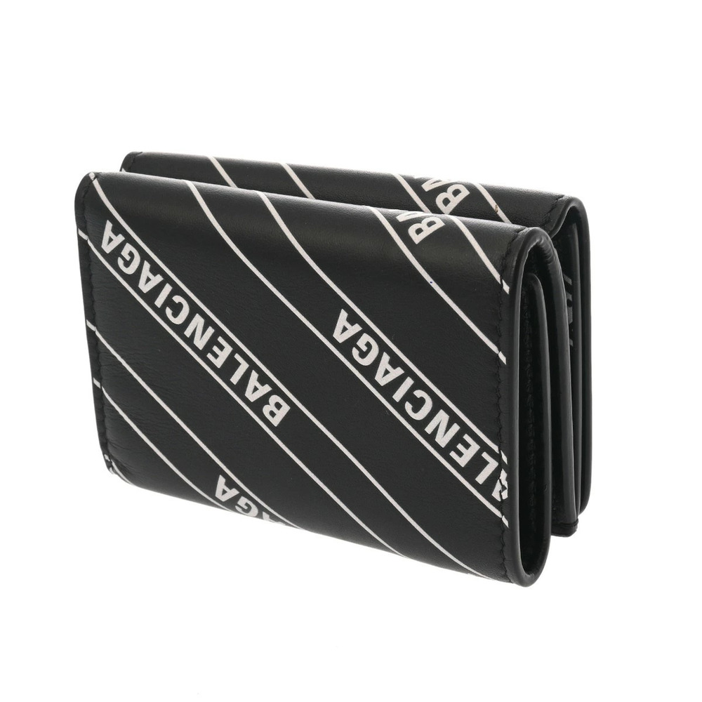 Balenciaga White fold Compact Wallet Tri Leather Black White Black